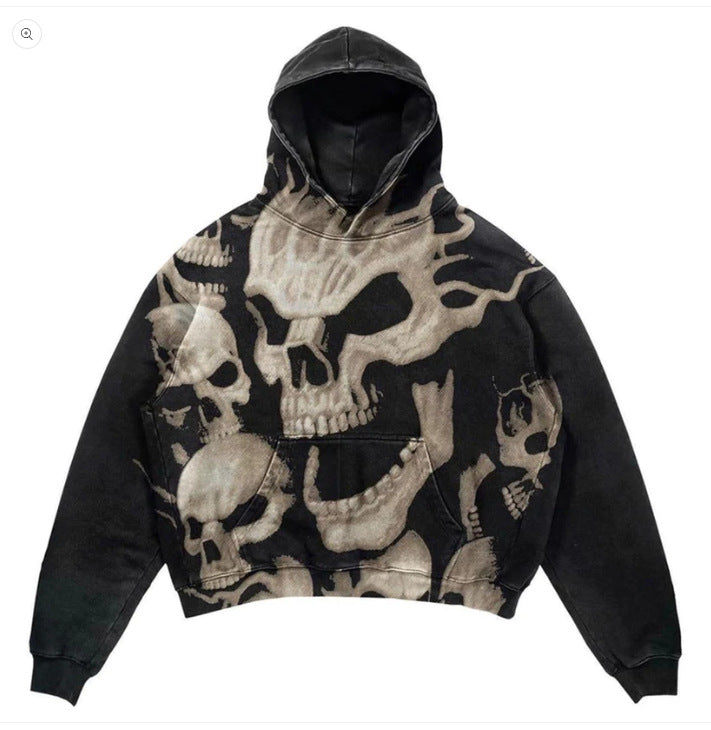 Explosion Print Men's Clothing Skull Hoodie