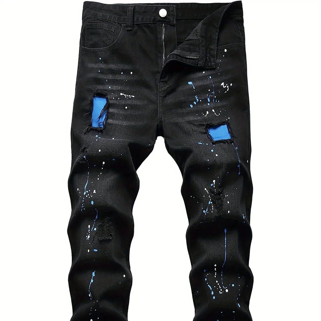 Men’s Regular Fit Patchwork Jeans