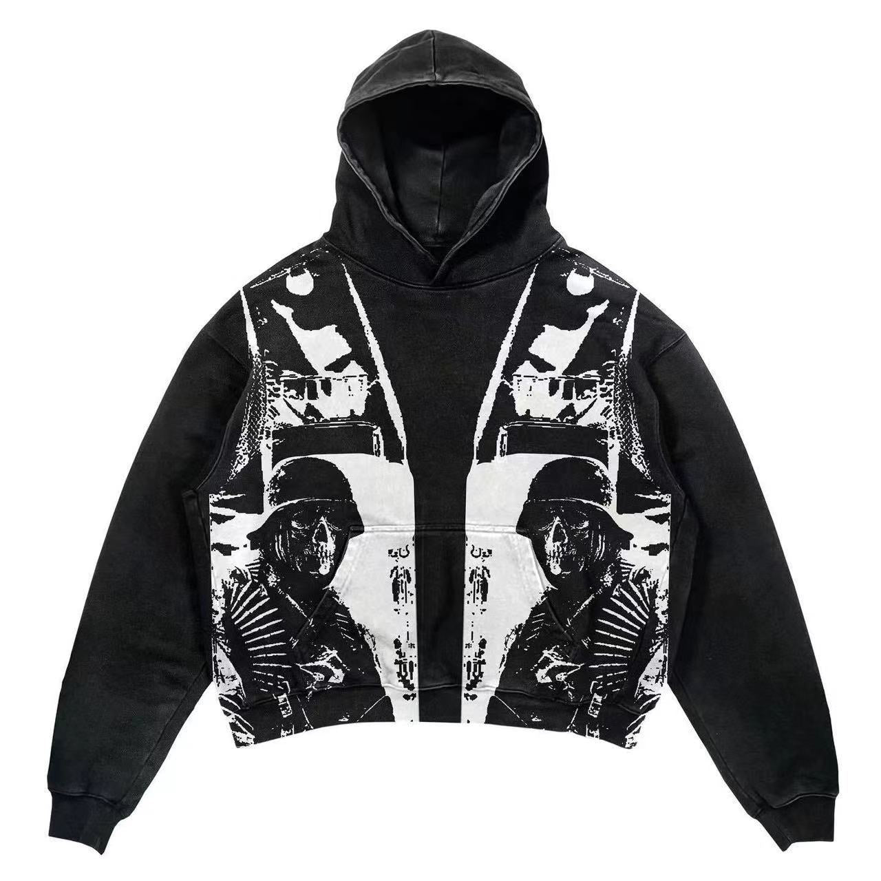 Explosion Print Men's Clothing Skull Hoodie