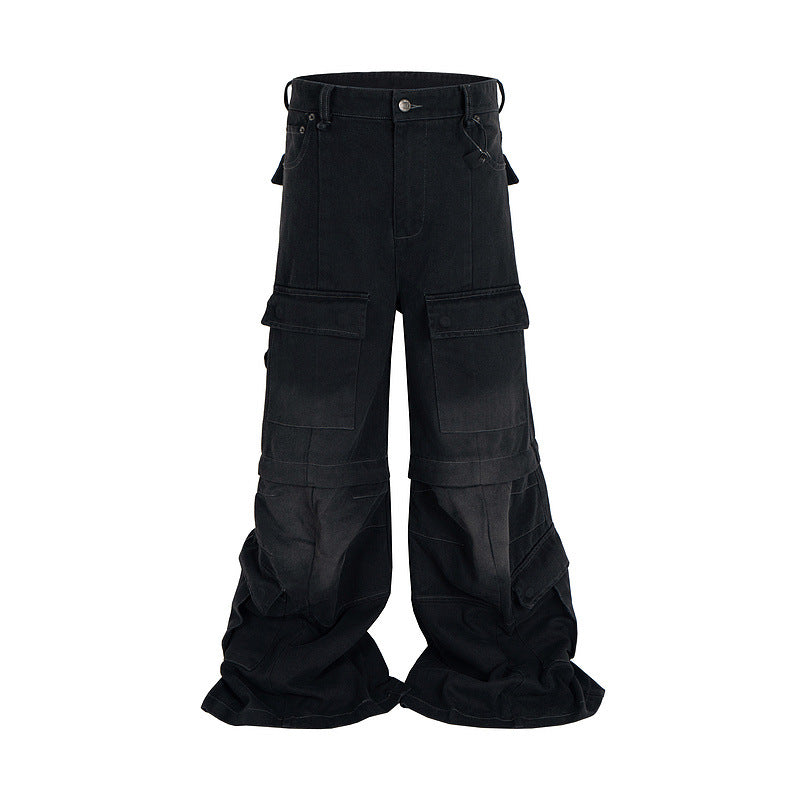 Multi-pocket Detachable Two-way Wear Micro-pull Overalls